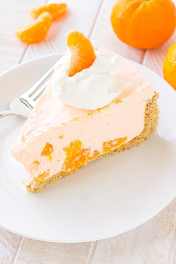 A slice of orange cream pie