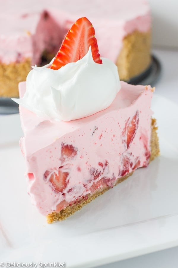 A slice of strawberry cream pie
