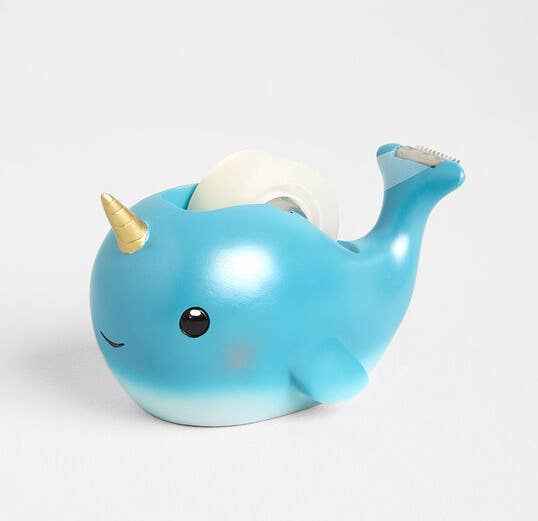 big-eyed narwhal with tape dispenser on back 