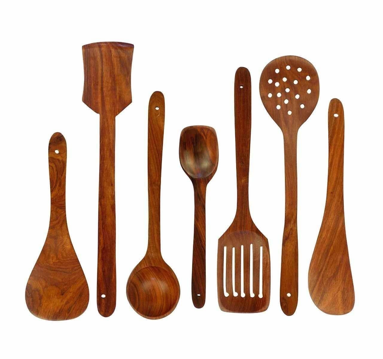 A set of different wooden utensils