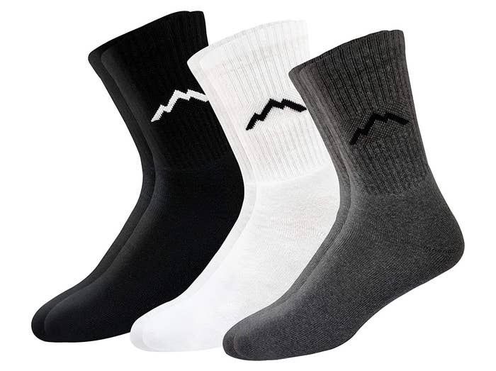 Three pairs of heavy duty socks in multiple colours.