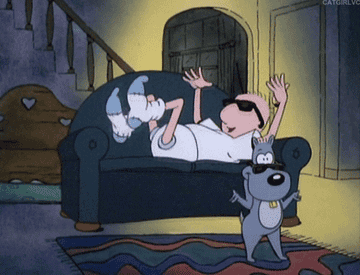 Doug Funnie dances on a couch in the animated TV series &quot;Doug&quot;