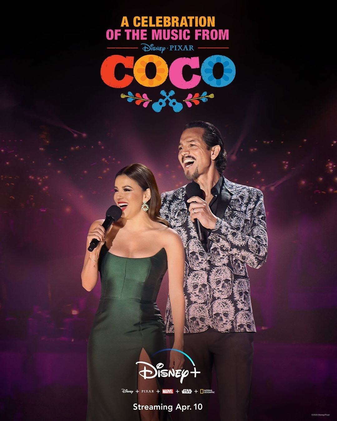 eva longoria and benjamin bratt hosting the coco special