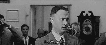 Forest Gump saying &quot;I gotta pee&quot; in the middle of an important meeting.