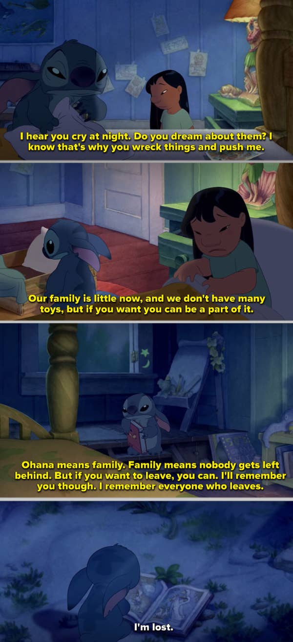 2. Lilo & Stitch shows the emotion of feeling unwanted and many other problems. Lilo lost her parents in the movie, and Stitch felt lost.