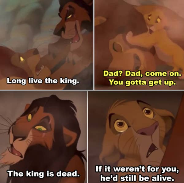 3. The Lion King shows that some people, no matter how close, can manipulate and do anything for power and control. For example, Scar killed Mufasa but blamed it on Simba.