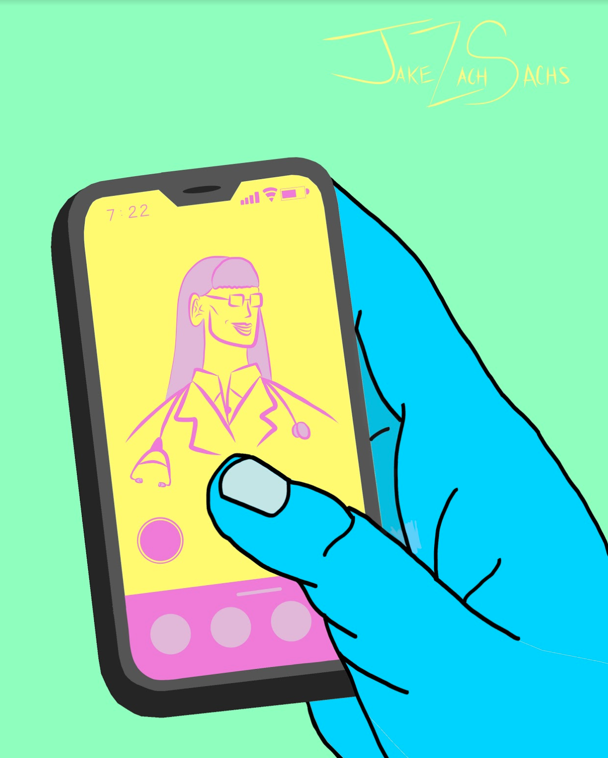 illustration of someone having a video call with a doctor