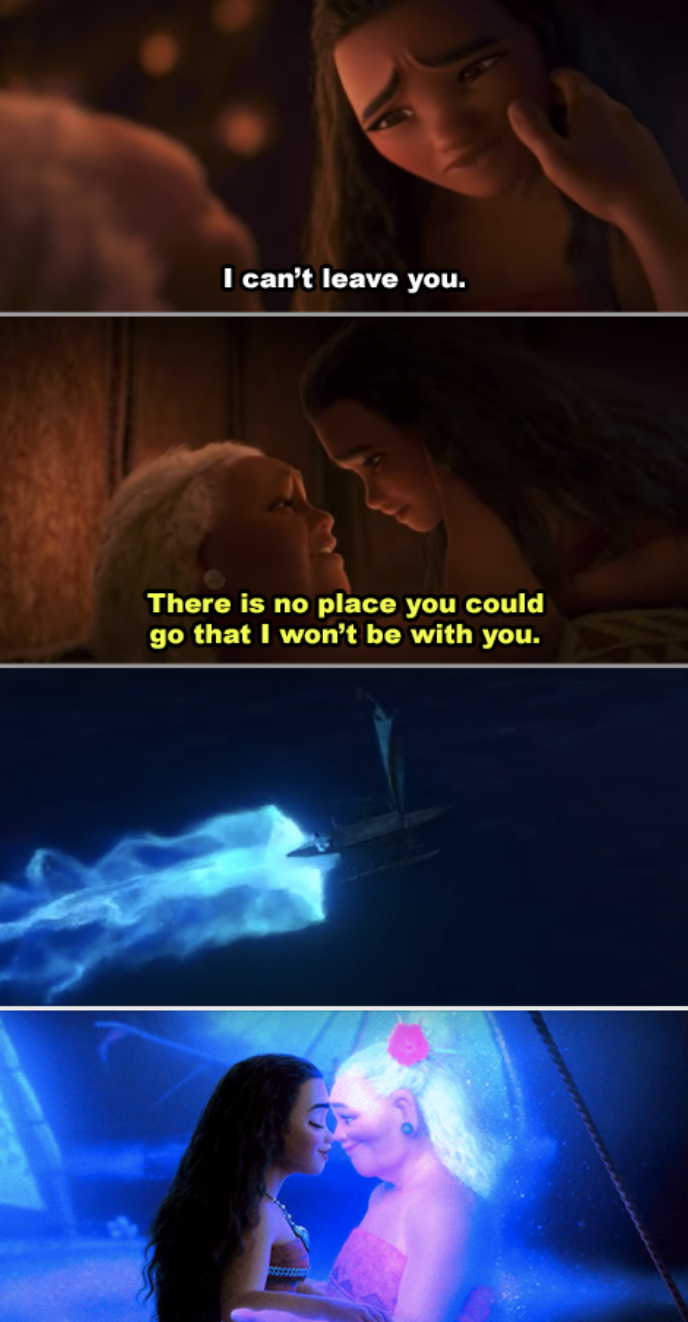 Moana reuniting with the spirit of her grandma on the open waters