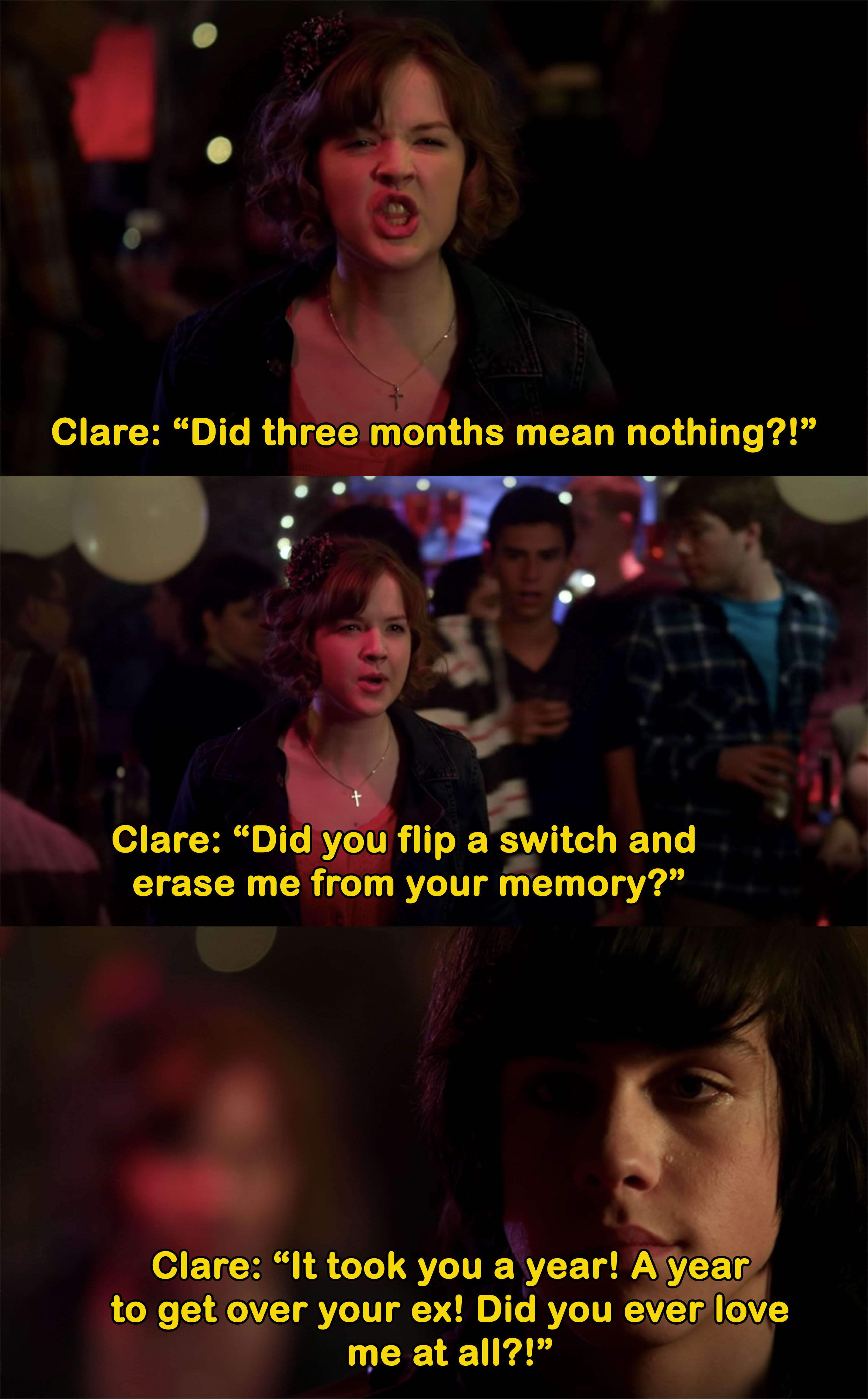 Clare yells &quot;Did you flip a switch and erase me from your memory?&quot; at Eli