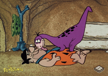 Gif of Dino from The Flinstones licking Fred&#x27;s face
