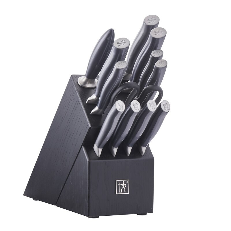 The knife black set in black and stainless steel