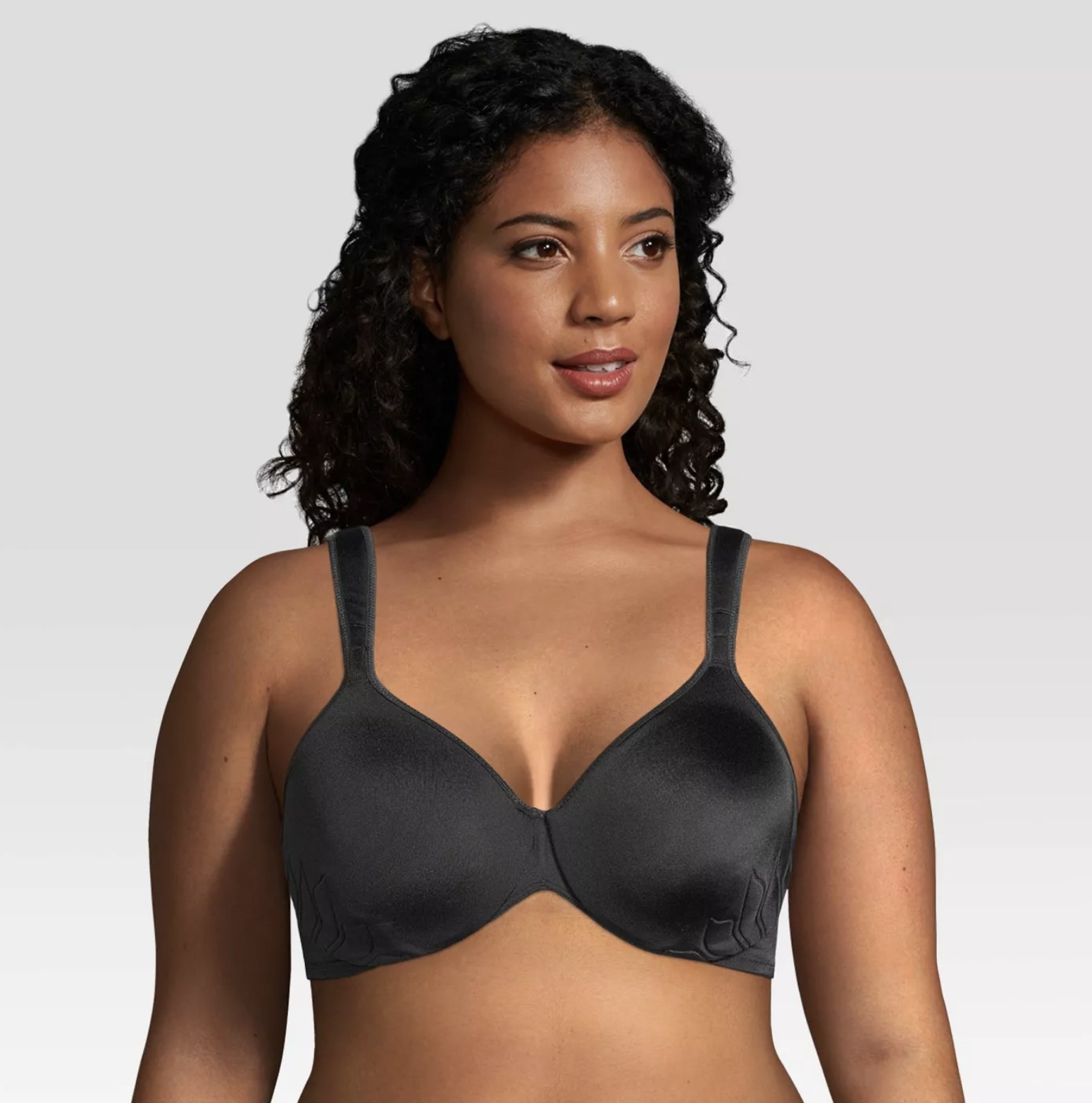 Model wearing the bra in black