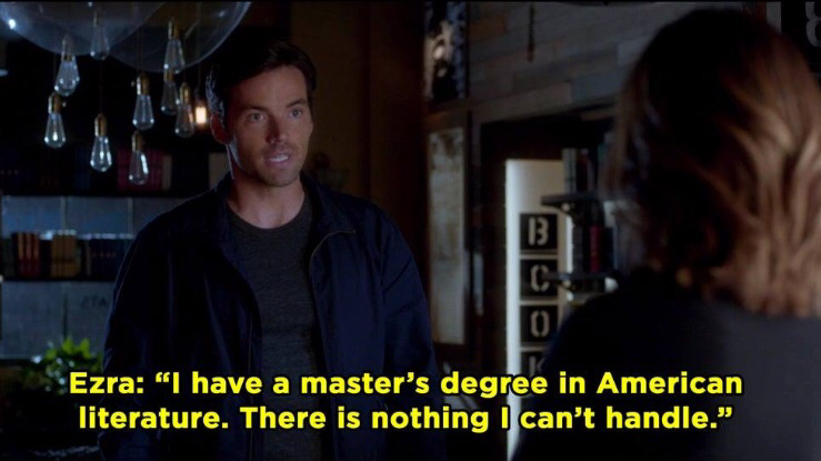 Ezra says he has a master&#x27;s degree in American literature 