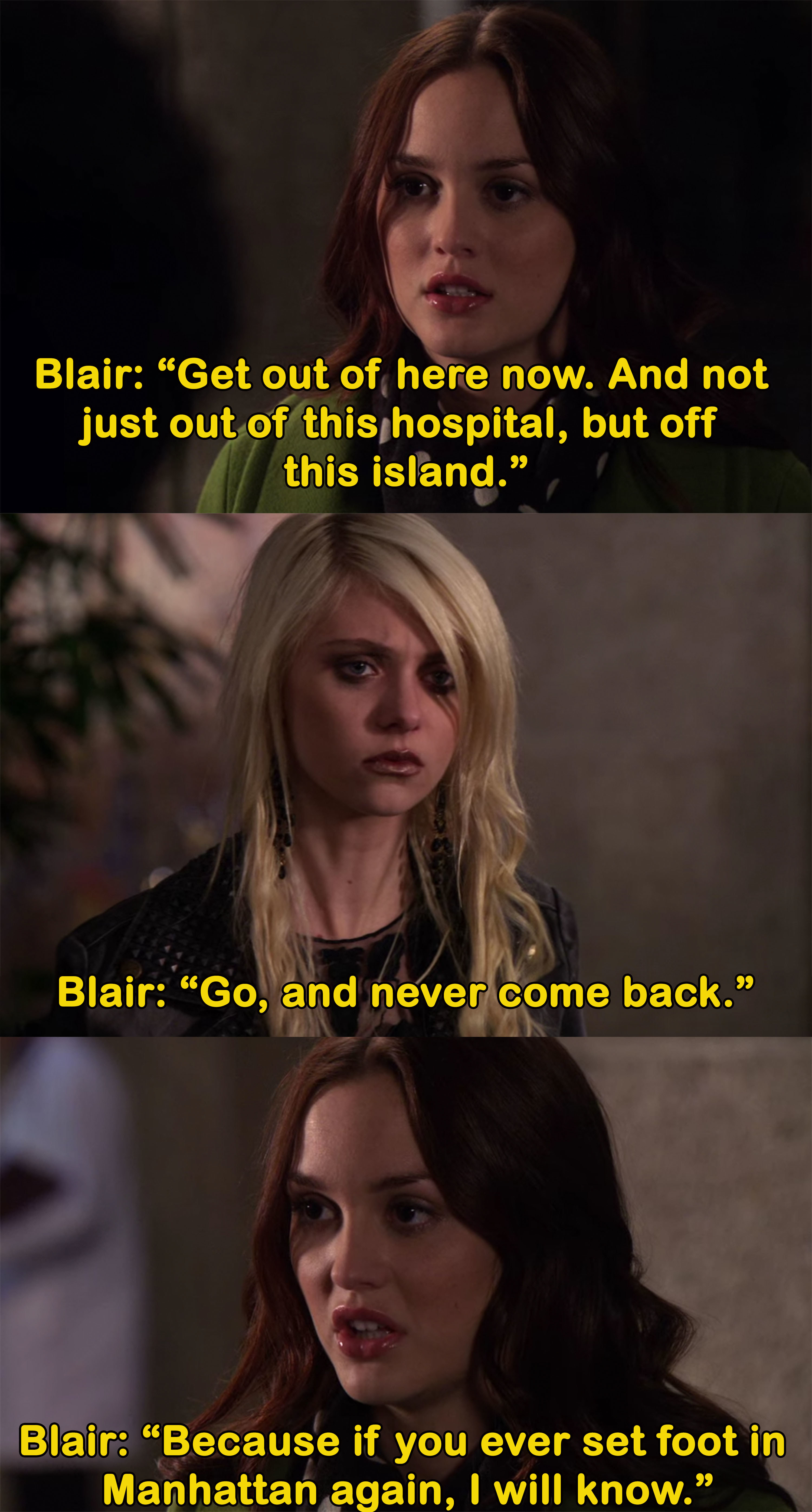 Blair tells Jenny to leave and never come back