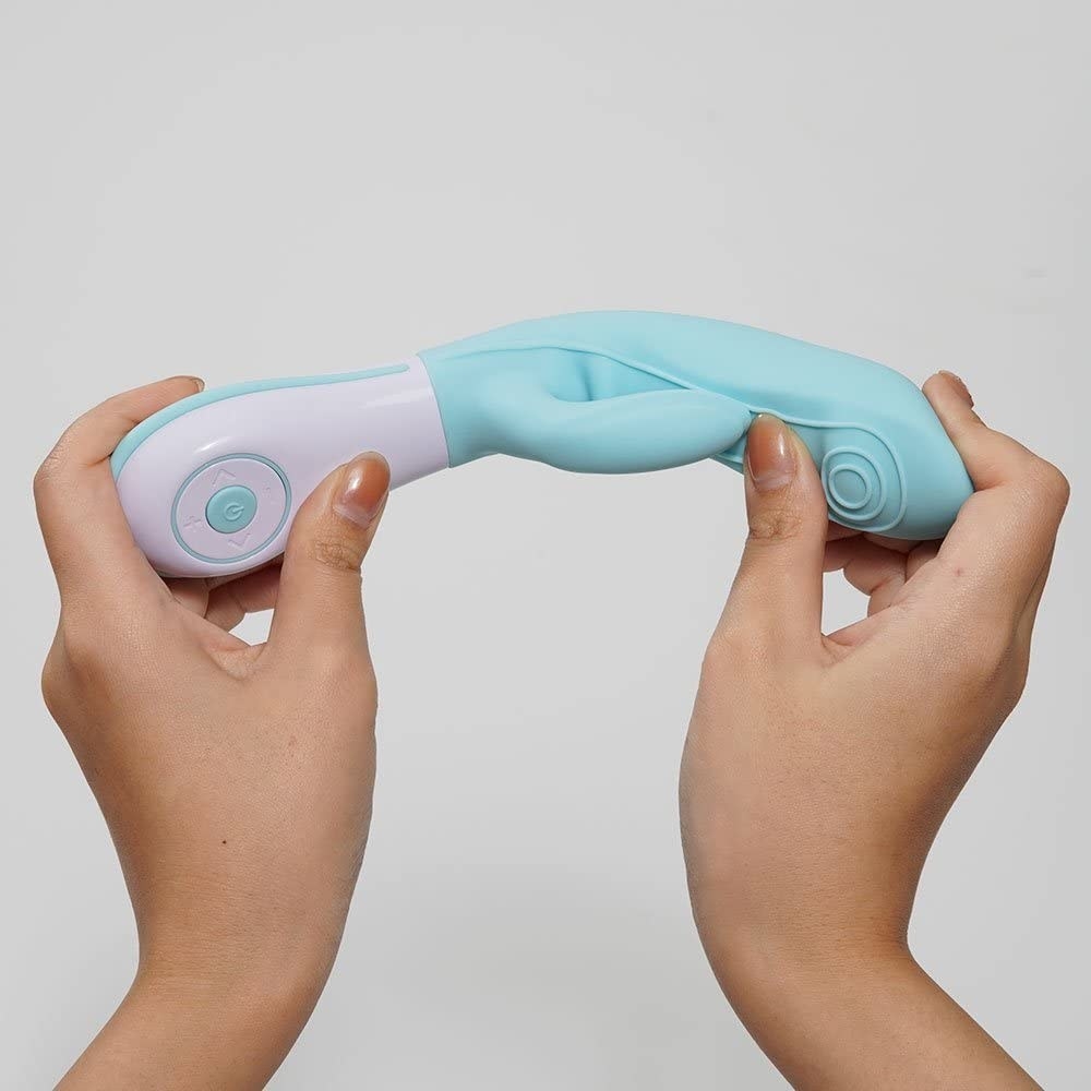 The rabbit-shaped vibrator with silicone grooves on the tip 