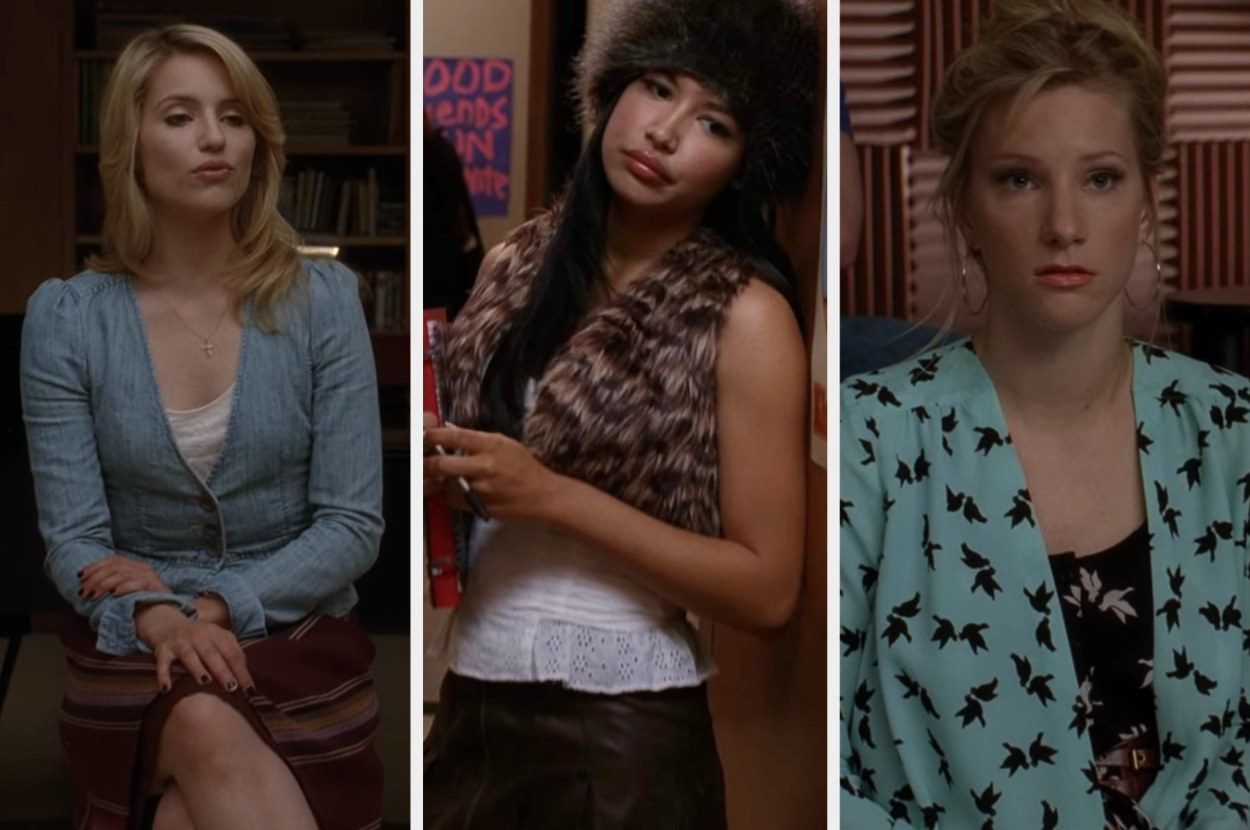 Quinn, Santana, and Britney dressed in casual clothes