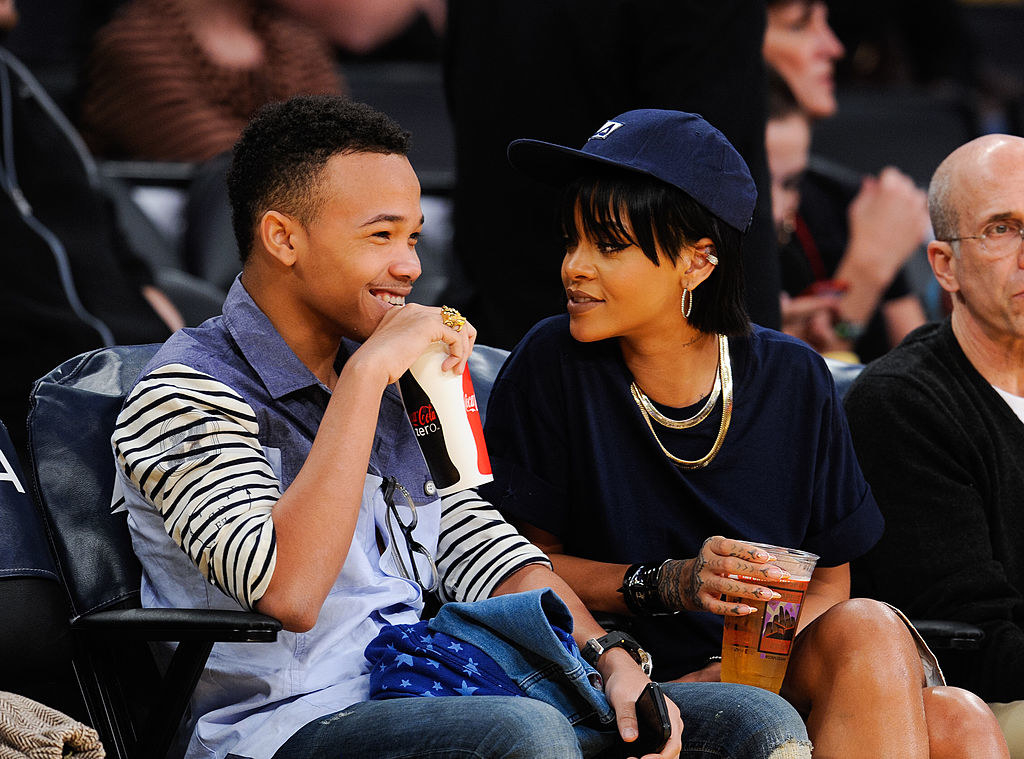 Rihanna and Rajad at a basketball game