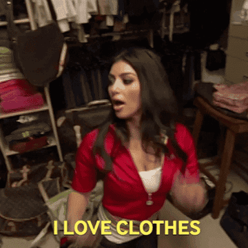 GIF of Kim Kardashian saying &quot;I love clothes&quot; 