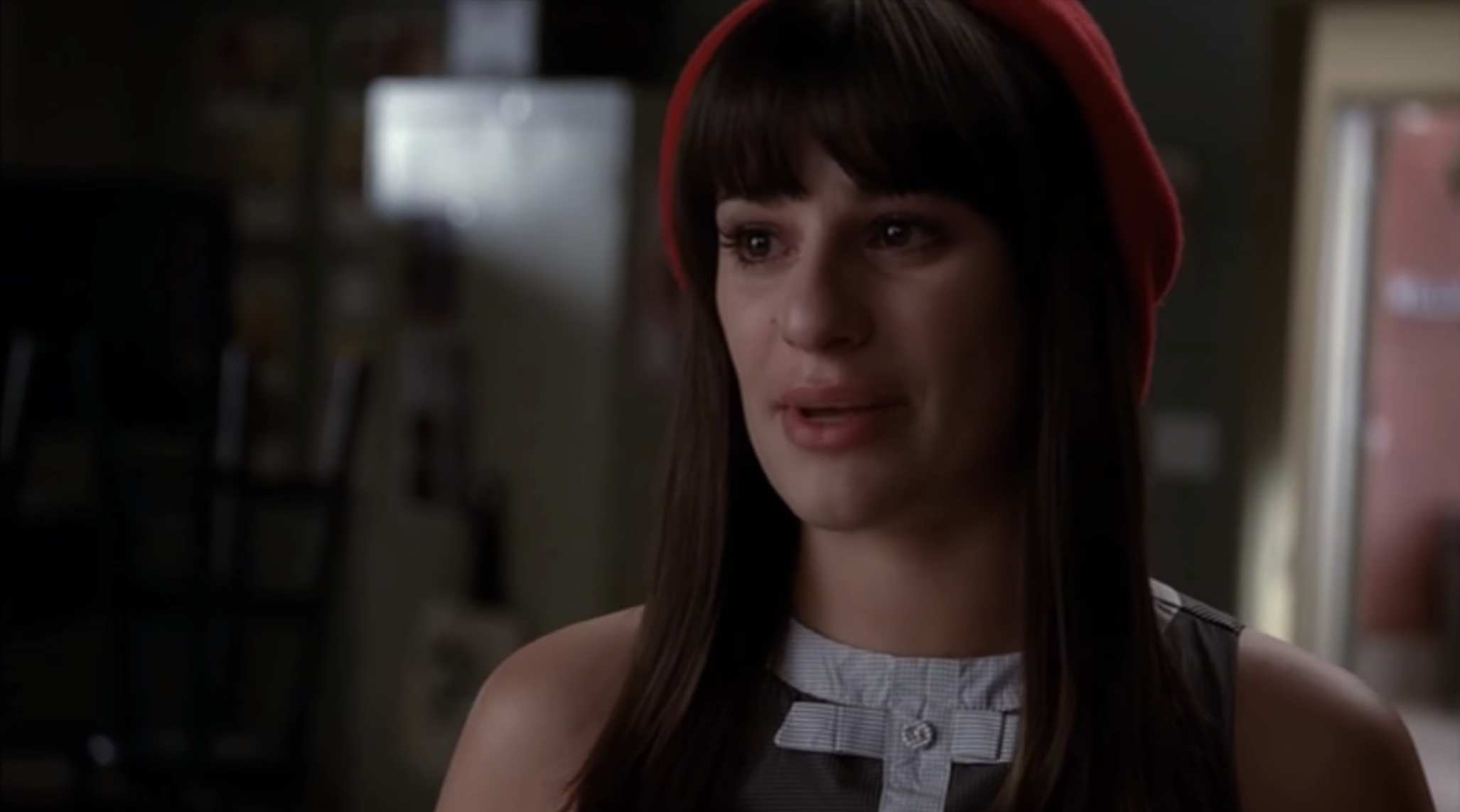 Rachel tearfully telling the glee club members she stuffed the ballot box.