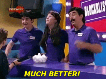 Gif from The Amanda Show where the characters are saying, &quot;Much better!&quot;