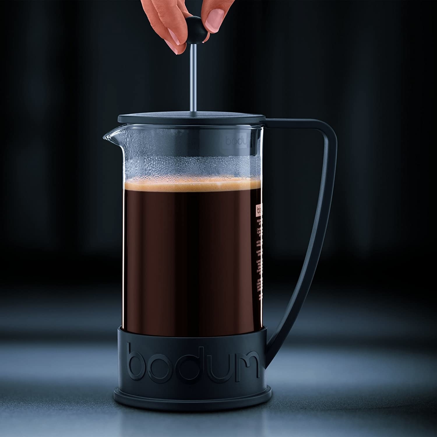 A french press full of coffee