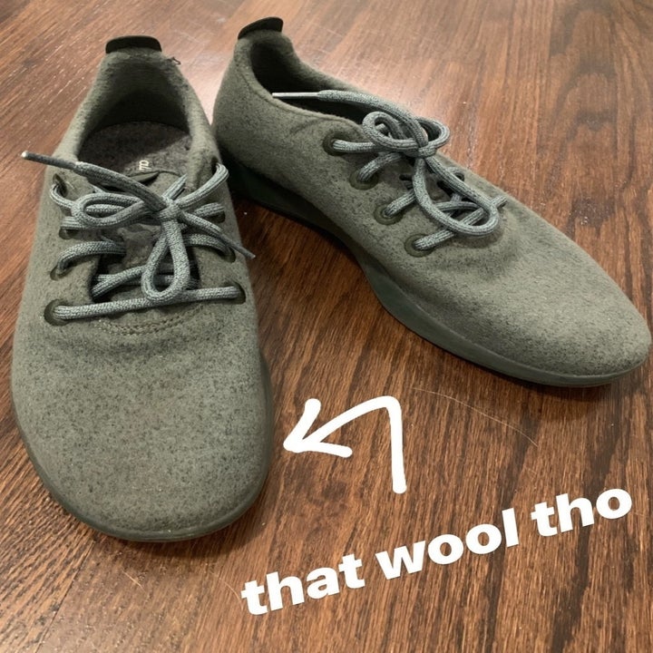 the shoes in dark green labeled "that wool tho" 
