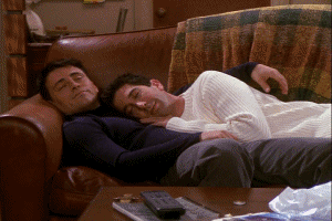 Joey and Ross from &#x27;Friends&#x27; napping on the couch 
