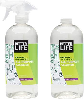 two bottles of better life all-purpose cleaner