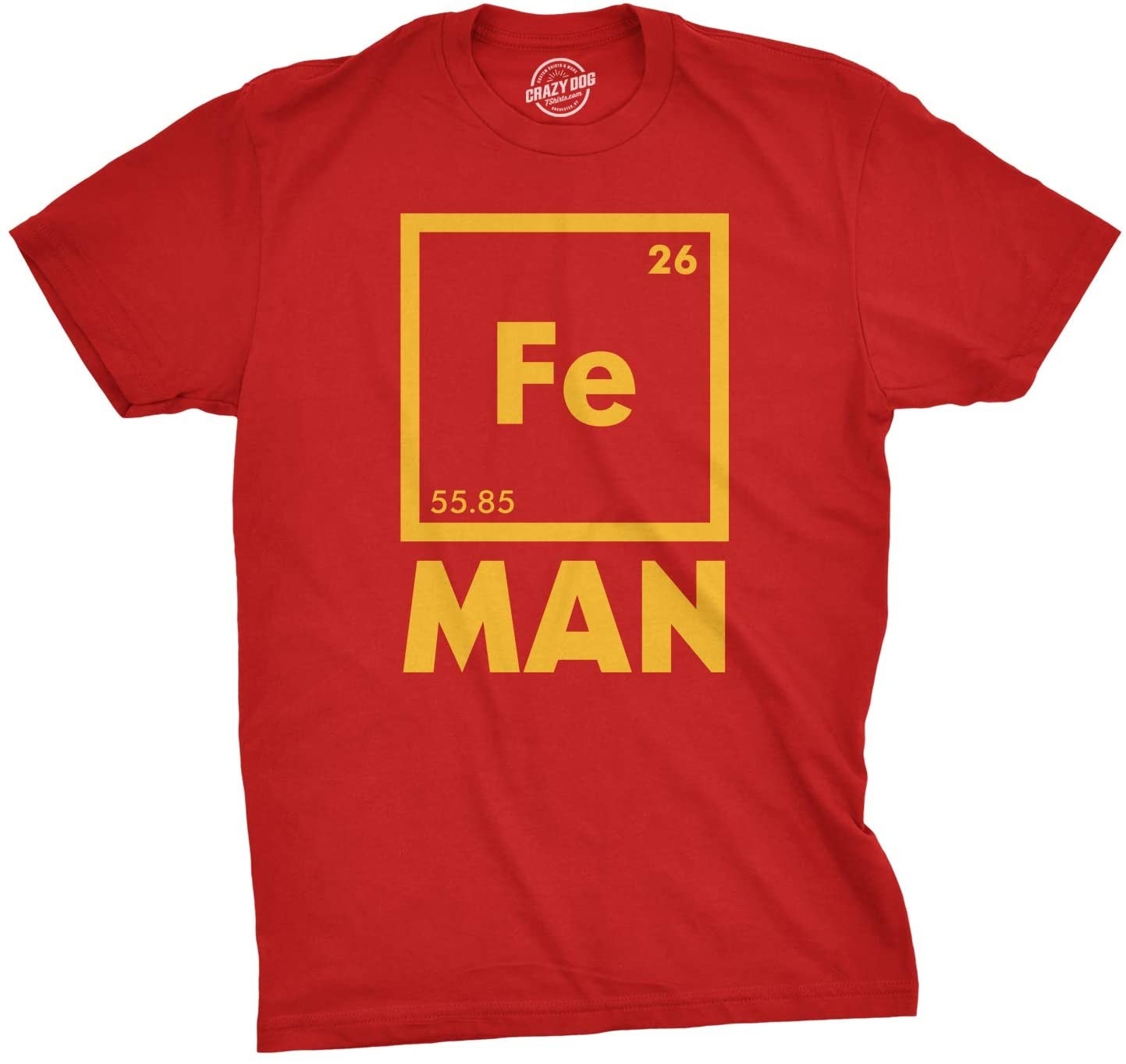 A t shirt with the word Fe Man on the front