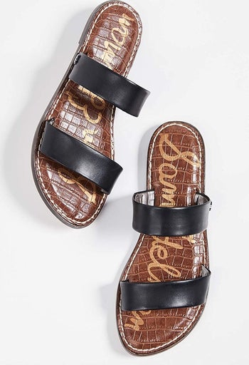 the shoes with black bands 