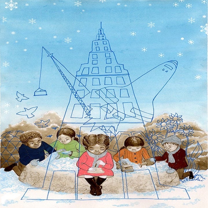 print of children studying