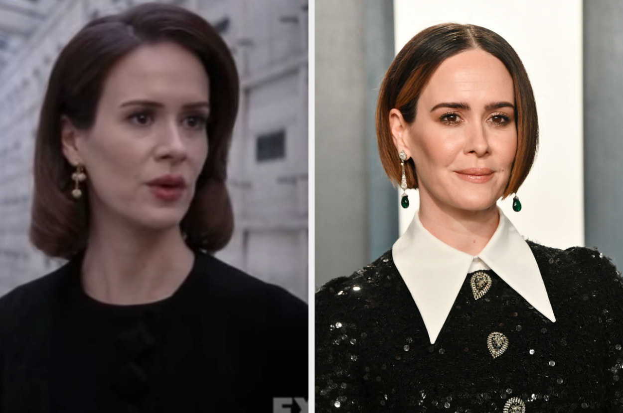 Side by side of Lana Winters from American Horror Story: Asylum and Sarah Paulson