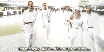 NSYNC performing together in one of their extremely &#x27;90s music videos
