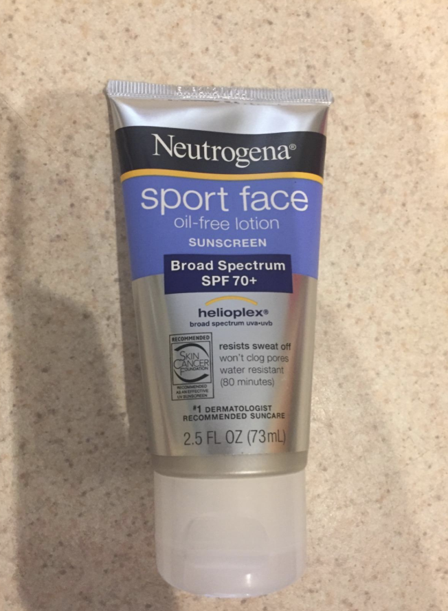 A reviewer image of the sunscreen bottle 