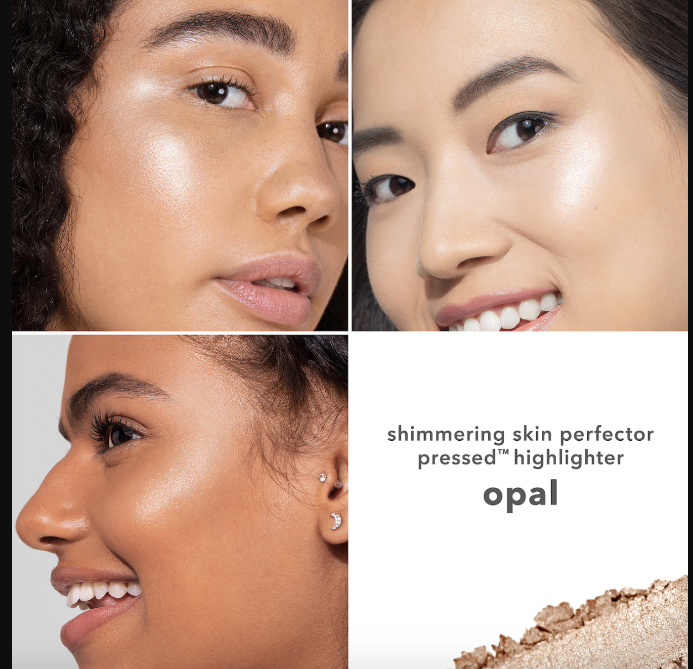 Three models showing how flattering the shade is on different skin tones