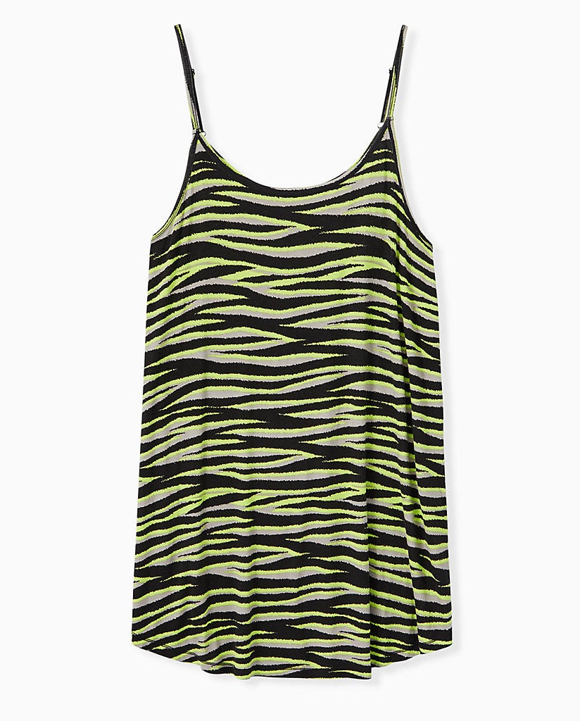 black and neon green tiger stripe pajama tank dress