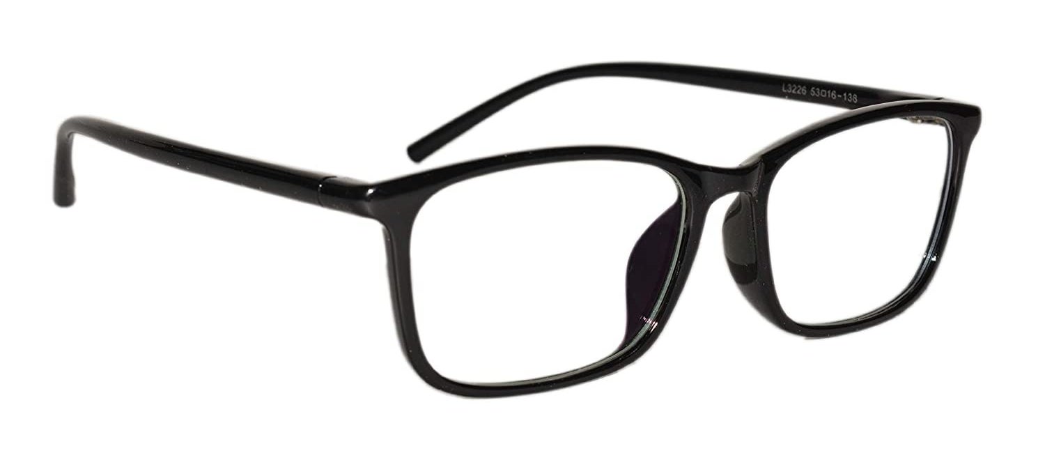 A pair of black anti-glare glasses