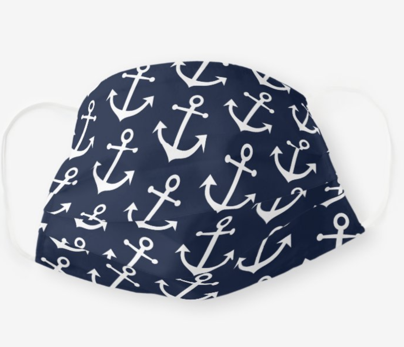 cloth face mask with navy and white anchor design