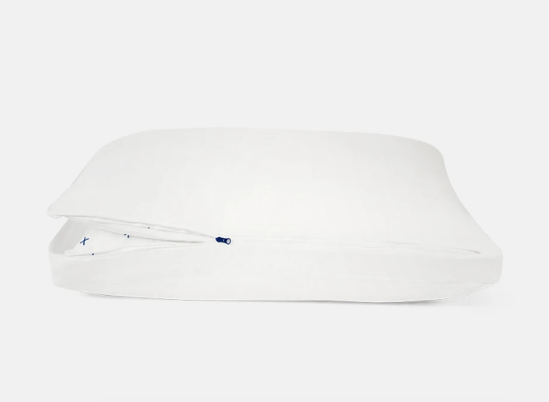 A product shot of the pillow unzipped, showing the removable inserts