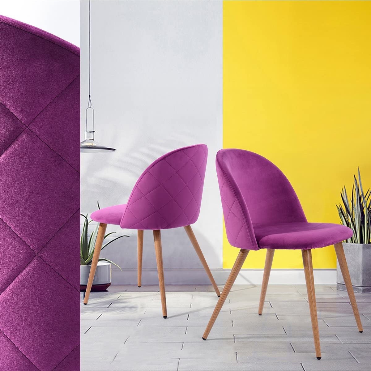 The quilted velvet chairs in purple