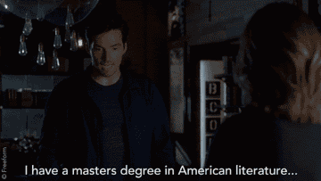 Ezra saying &quot;I have a masters degree in American literature... There is nothing I can&#x27;t handle&quot; on Pretty Little Liars