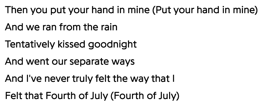 Mariah Carey&#x27;s lyrics in Fourth of July, which was written for her album Butterfly.