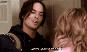 Caleb telling Hanna to &quot;Giddy up, little doggie&quot;