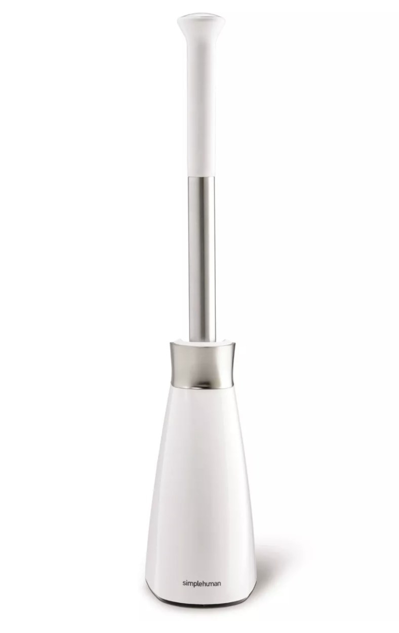 The white and steel toilet brush 