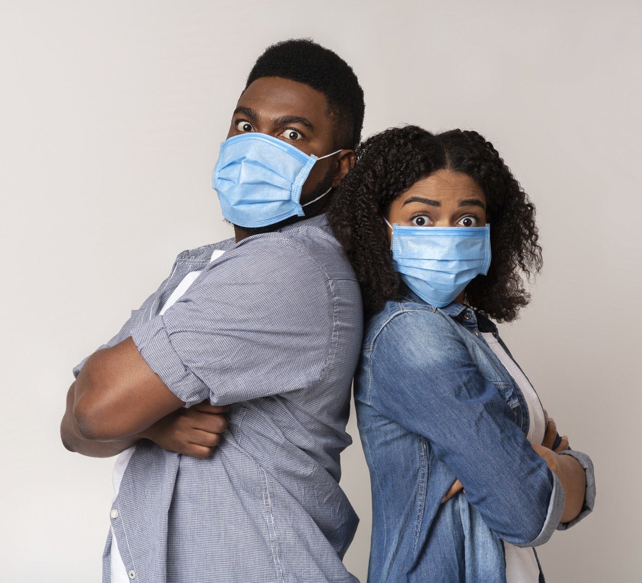 Photo of a couple wearing face masks