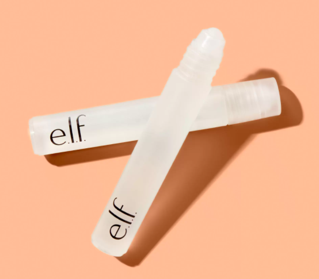 Two clear tubes of e.l.f. Cosmetics' Acne Fighting Spot Gel Treatment against a peach background