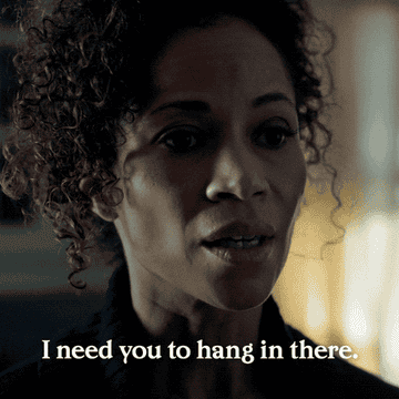 gif of Sherri Saum in &quot;Locke and Key&quot; saying &quot;I need you to hang in there&quot; 