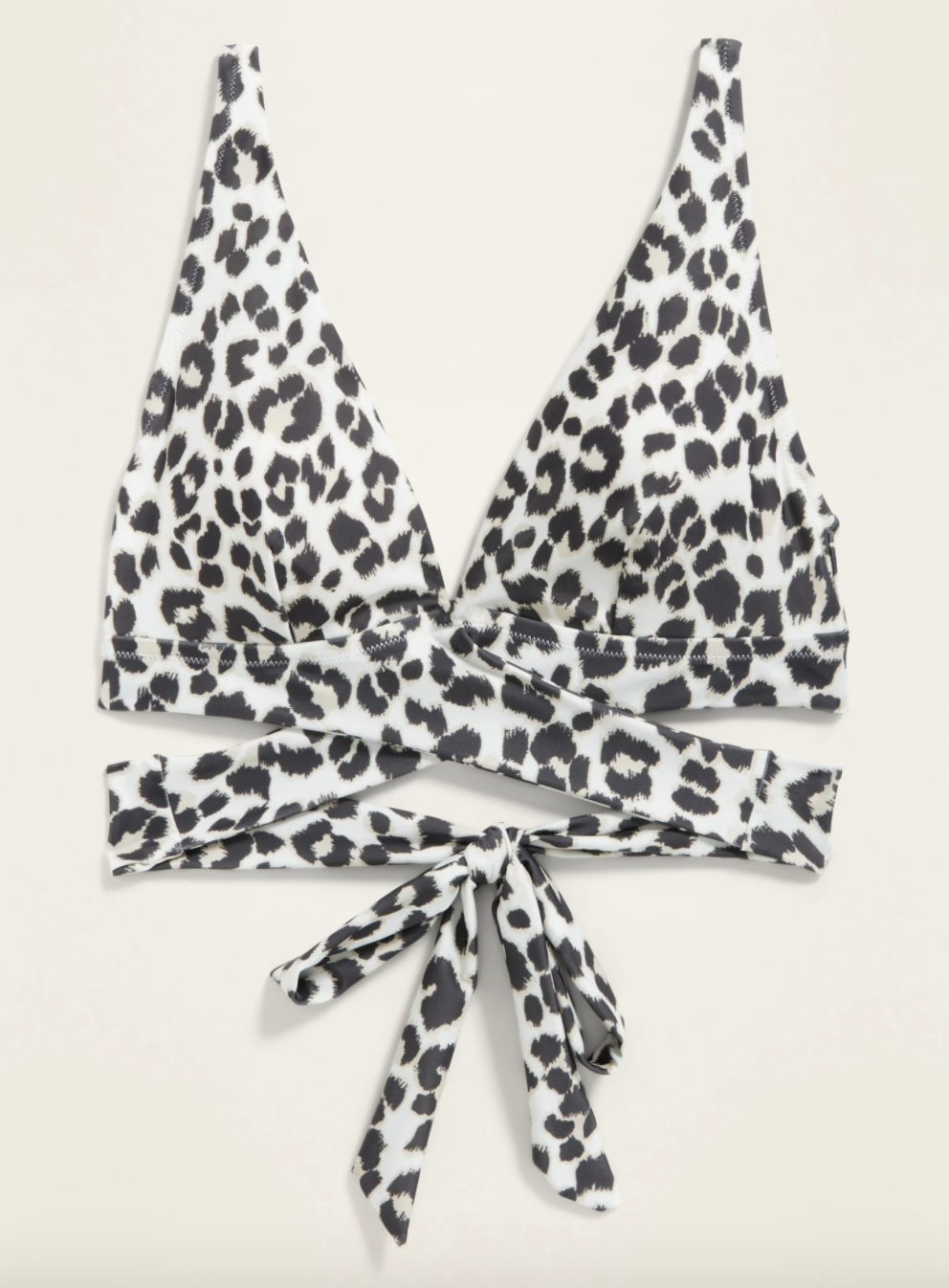 a white and black leopard print bathing suit top