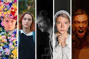 Shots from Midsommar, Lady Bird, The Lighthouse, The Witch, and Hereditary