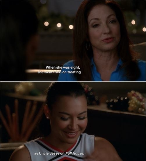 Santana and her mother talking about Santana dressing up as Uncle Jessie for Halloween.